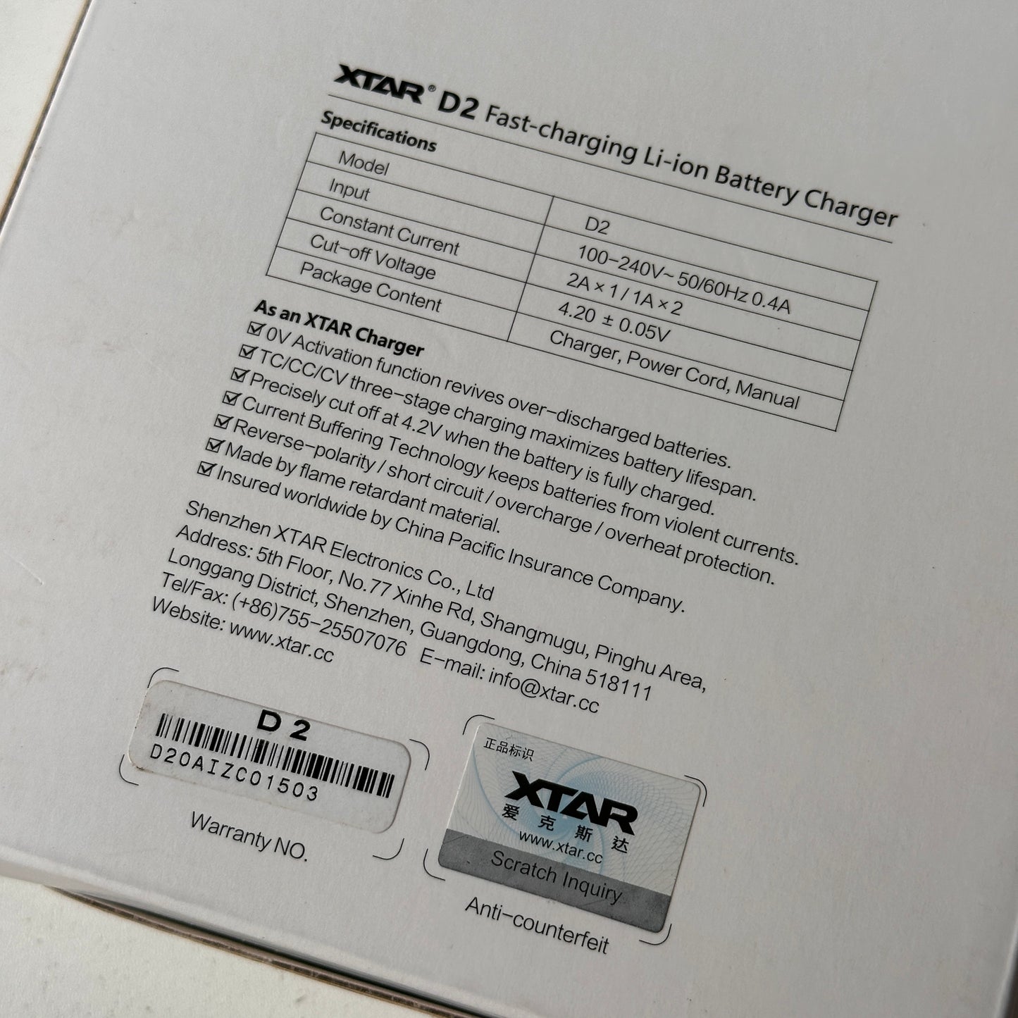 XTAR D2 Fast Charging Li-ion Battery Charger
