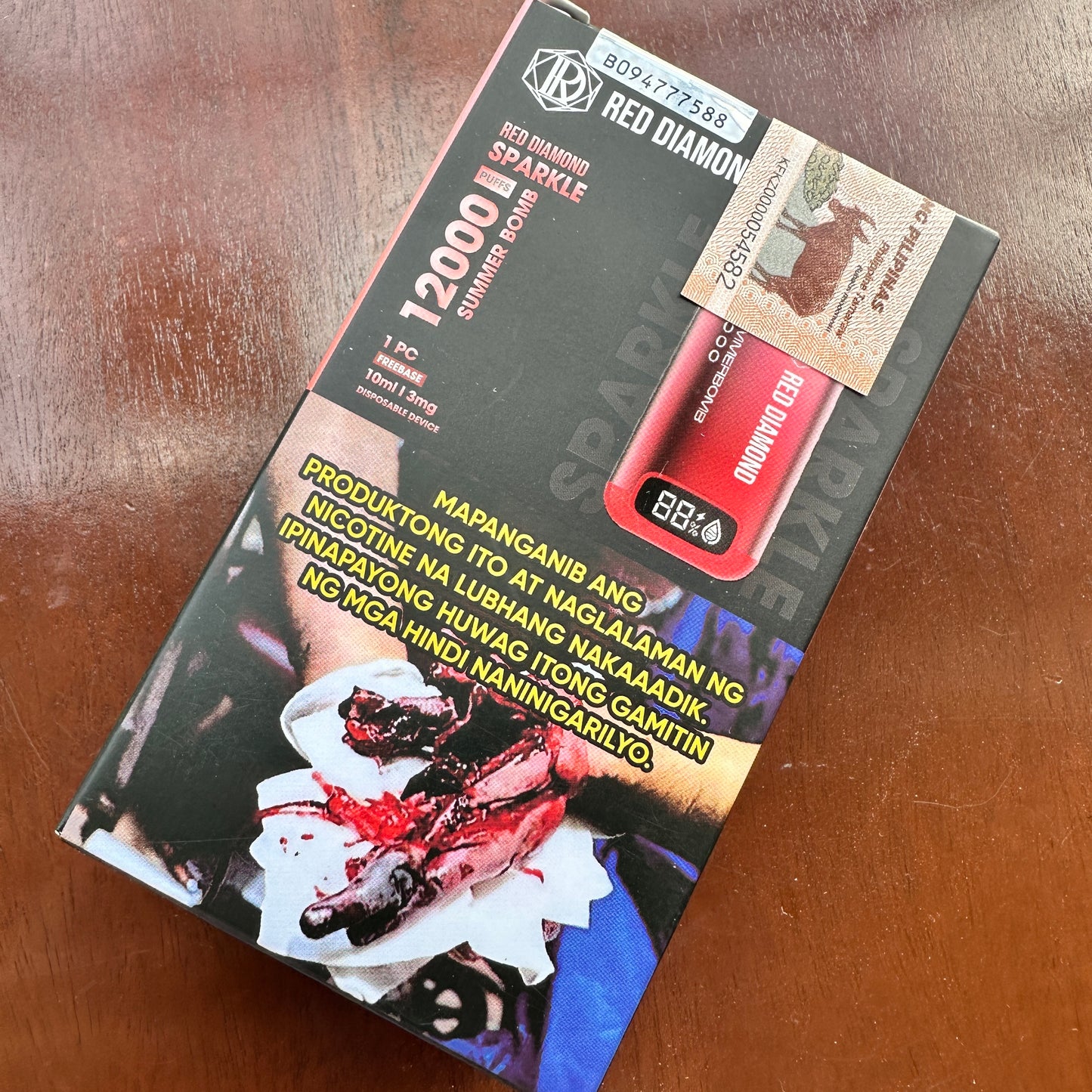 Red Diamond Sparkle 12k puffs Disposable Pod