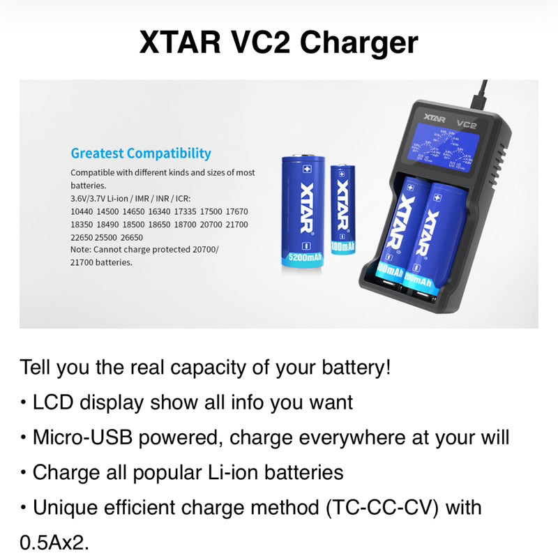 Xtar VC2 LCD dual charger
