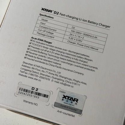 XTAR D2 Fast Charging Li-ion Battery Charger