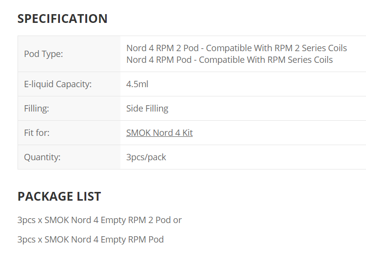 Smok Nord 4 replacement pod cartridge 4.5ml [coil not included]